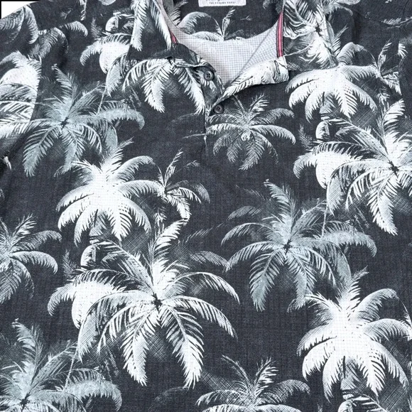 Tommy Bahama Tropical Palm Burst Print IslandZone Polo XLT Short Sleeve Black - Picture 7 of 9